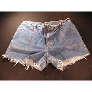 LEVIS CAMP CUTOFF JEANS SHORTS Womens Size 16 W 34 Blue Daisy Dukes HIGH WAISTED
